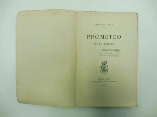 Prometeo nella poesia - Arturo Graf - copertina