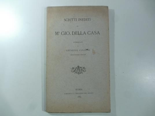 Scritti inediti - Giovanni Della Casa - copertina