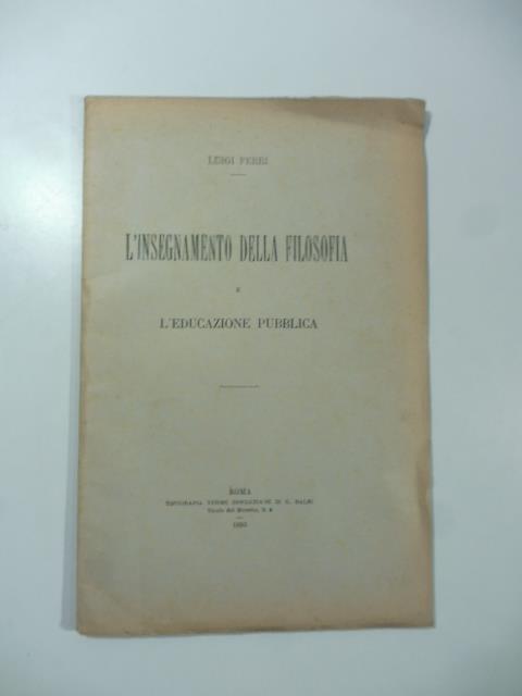 L' insegnamento della filosofia - Luigi Ferri - copertina