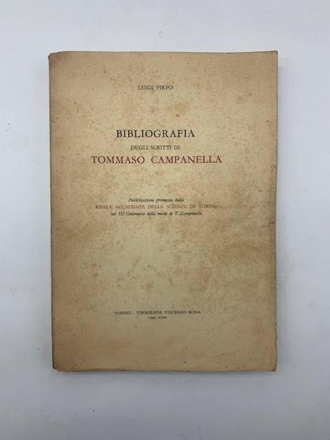 Bibliografia degli scritti di Tommaso Campanella - Luigi Firpo - copertina
