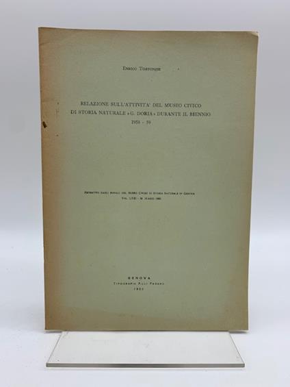 Relazione sull'attivita' del Museo civico di storia naturale G. Doria durante il biennio 1958-59 - Enrico Tortonese - copertina