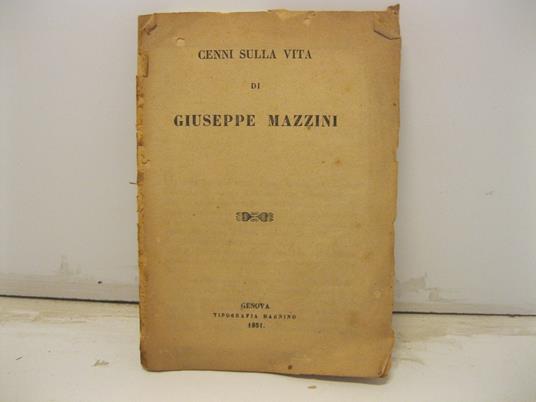 Cenni sulla vita di Giuseppe Mazzini - copertina