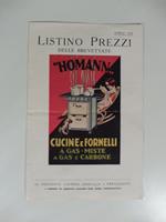 Listino prezzi delle brevettate Homann. Cucine e fornelli a gas, miste