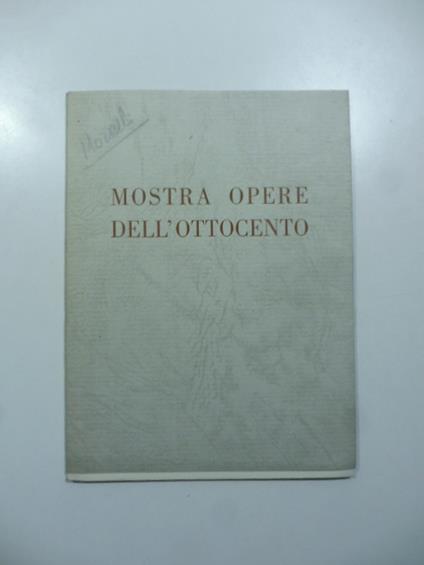 Galleria Bolzani, Milano. Mostra opere dell'Ottocento 2-14 maggio 1942 - copertina