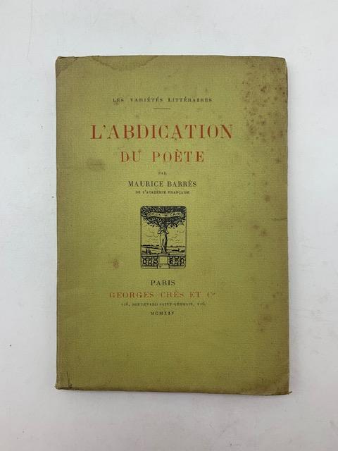 L' abdication du poete - Maurice Barrès - copertina