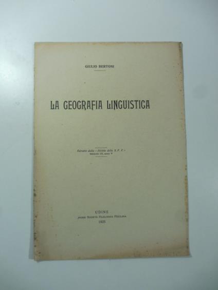 La geografia linguistica - Giulio Bertoni - copertina