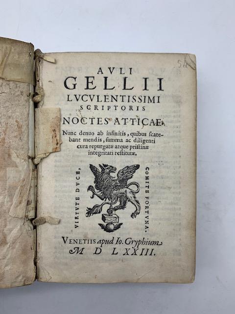 Auli Gellii luculentissimi scriptoris Noctes Atticae.. - Aulo Gellio - copertina