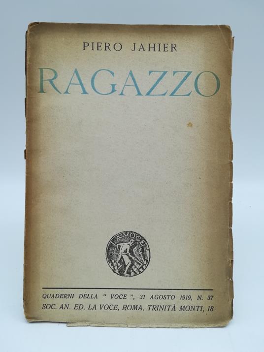 Ragazzo - Piero Jahier - copertina