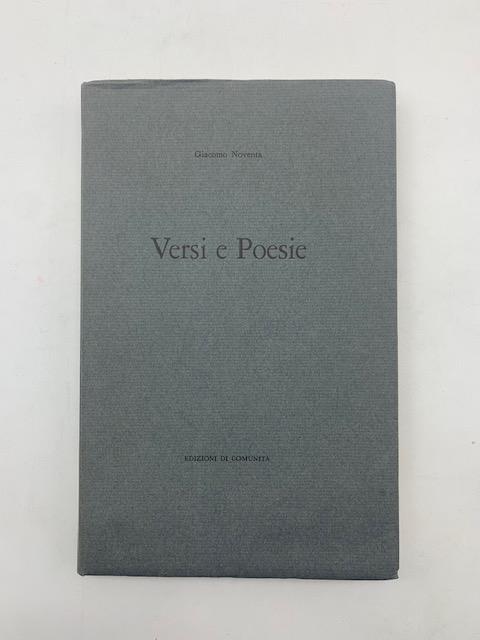 Versi e poesie - Giacomo Noventa - copertina