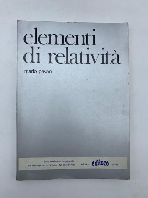 Elementi di relativita' - Mario Pavan - copertina