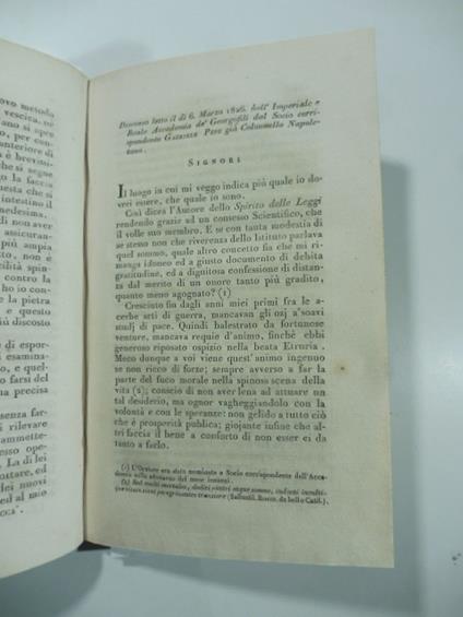 Discorso letto il di' 6 marzo 1826...nell'Acc. dei Georgofili...da G. Pepe (sulla coltivazione delle canape in toscana). Stralcio da: Nuovo giornale de' letterati. N. 26. 1826 - Gabriele Pepe - copertina