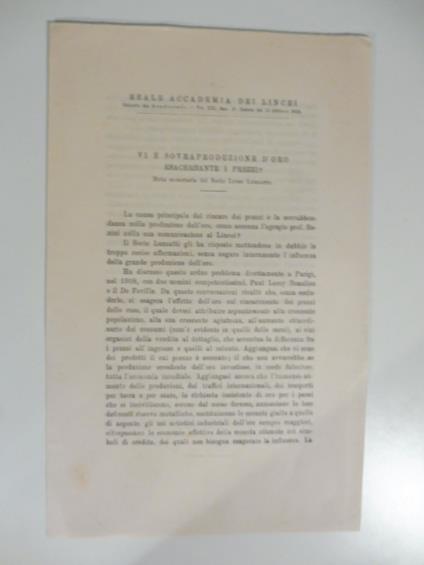 Vi e' sovraproduzione d'oro esacerbante i prezzi? - Luigi Luzzatti - copertina