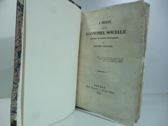 I principj della economia politica esposti in ordine ideologico - Antonio Scialoja - copertina