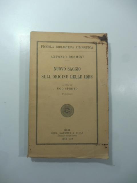 Il nuovo saggio sull'origine delle idee - Antonio Rosmini - copertina