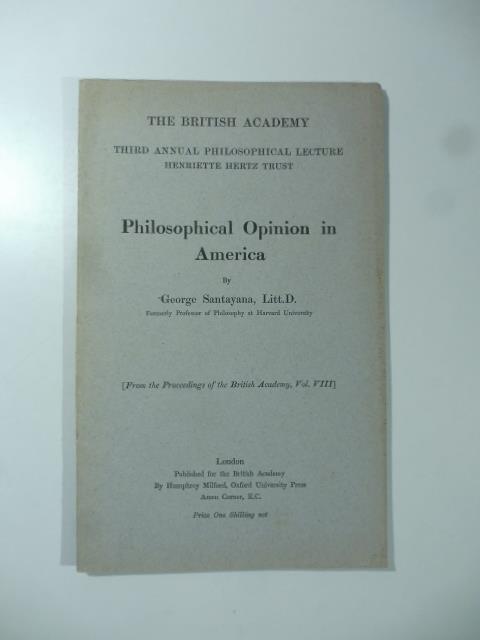 Philosophical Opinion in America - George Santayana - copertina