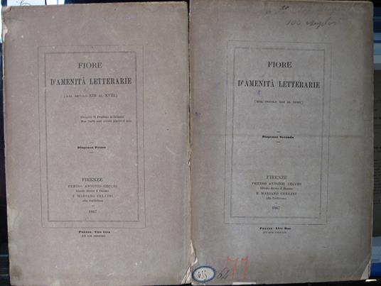 Lettera familiare di Antonio Malatesti a Lorenzo Lippi descrivendogli la sua vita pubblicata da Giulio Piccini Cicalata sopra la coda in forma di lettera indirizzata alla Signora N. N - Giulio Piccini - copertina