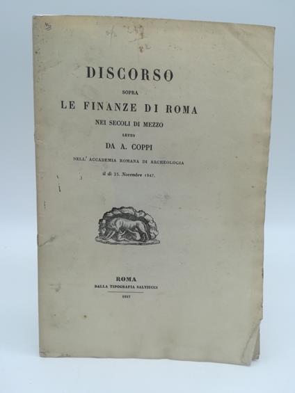 Discorso sopra le finanze di Roma nei secoli di mezzo - Antonio Coppi - copertina