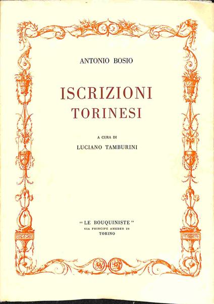 Iscrizioni torinesi - Antonio Bosio - copertina