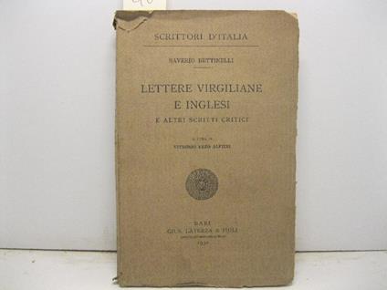 Lettere virgiliane e inglesi e altri scritti critici a cura di Vittorio Enzo Alfieri - Saverio Bettinelli - copertina