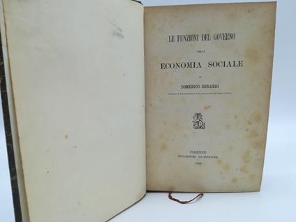 Le funzioni del governo nella economia sociale - Domenico Berardi - copertina