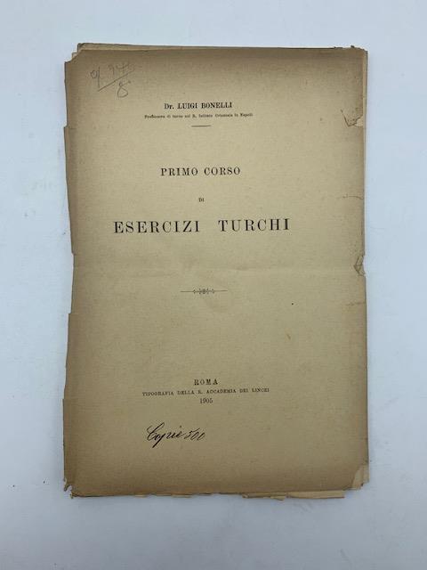 Primo corso di esercizi turchi - Luigi Bonelli - copertina