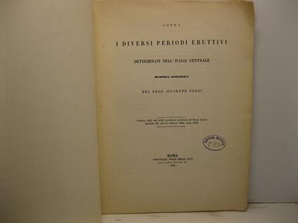 Sopra i diversi periodi eruttivi determinati nell'Italia centrale. Memoria geologica - Giuseppe Ponzi - copertina