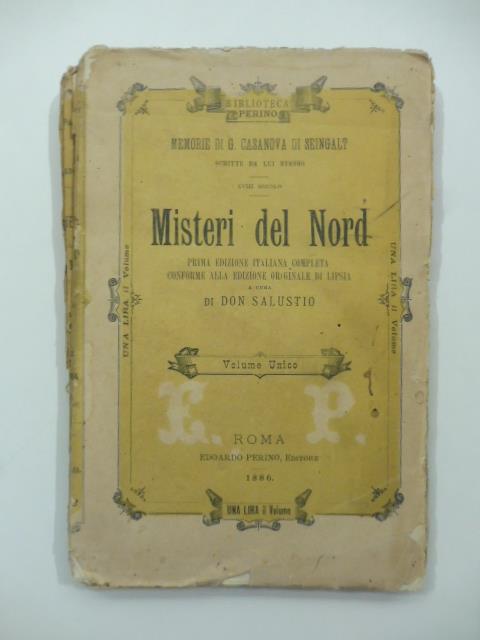 Misteri del Nord. Prima edizione italiana completa conforme alla edizione originale di Lipsia a cura di Don Sallustio - Giorgio Baffo - copertina