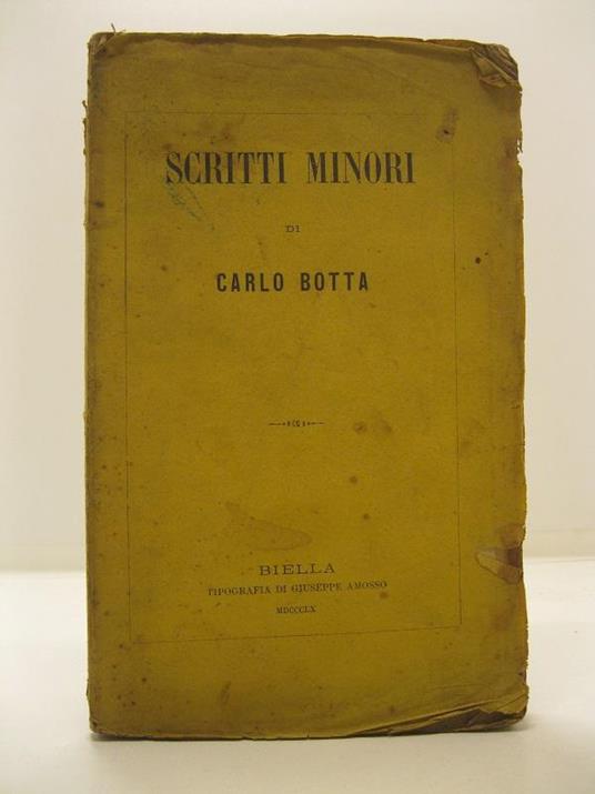 Scritti minori - Carlo Botta - copertina