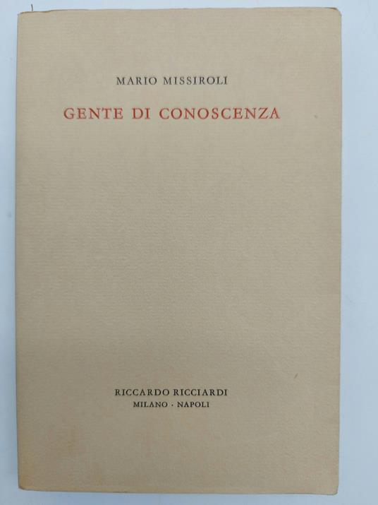 Gente di conoscenza - Mario Missiroli - copertina