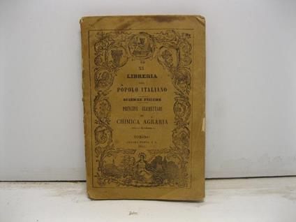 Principii elementari di chimica agraria - Antonio Selmi - copertina