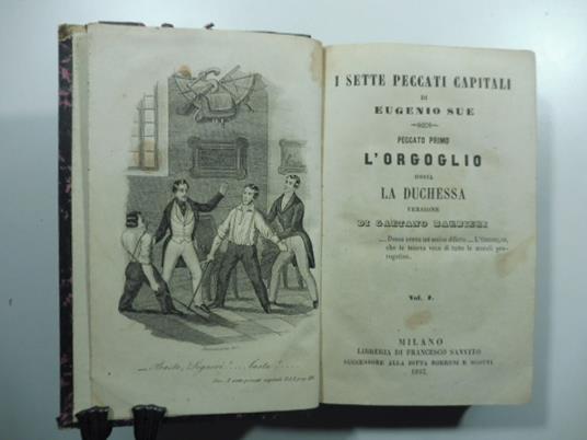 I sette peccati capitali. Peccato primo ossia la duchessa. Versione di Gaetano Barbieri. Volumi I (-II) - Eugène Sue - copertina