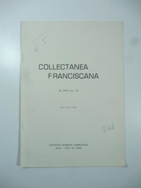 Estratto da Collectanea Franciscana N.46 - Raoul Manselli - copertina