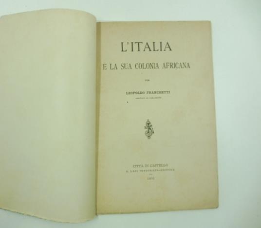 L' Italia e la sua colonia africana - Leopoldo Franchetti - copertina