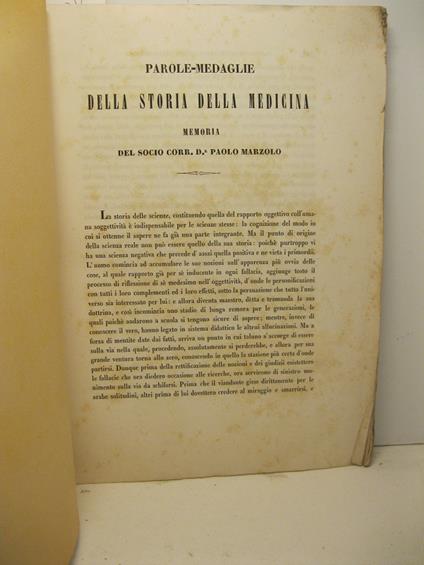 Parole-medaglie della storia della medicina. Memoria - Paolo Marzolo - copertina