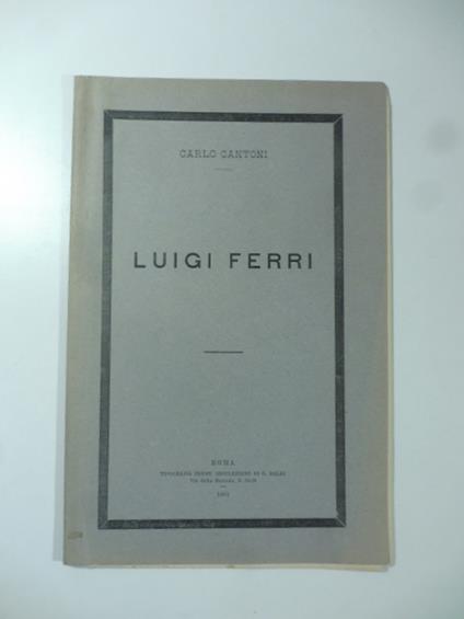 Luigi Ferri - Carlo Cantoni - copertina