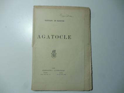 Agatocle - Gaetano De Sanctis - copertina