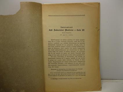 Istruzioni degli Ambasciatori Monferrini a Carlo VII Re di Francia (8 aprile 1453) - Ferdinando Gabotto - copertina