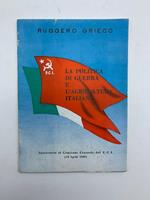 La politica di guerra e l'agricoltura italiana. Intervento al Comitato Centrale del P.C.I. (13 aprile 1950)