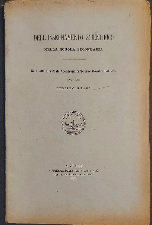 Dell'insegnamento scientifico nella scuola secondaria - Filippo Masci - copertina