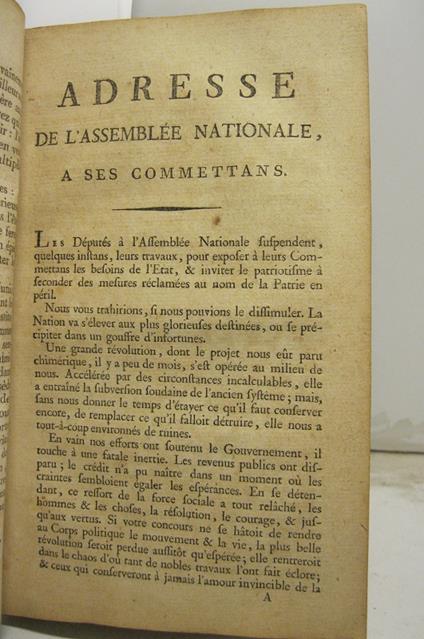 Adresse de l'Assemble'e nationale a' ses commettans - copertina