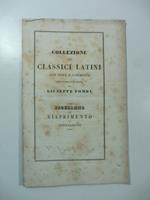 Collezione dei classici latini con note e commenti che si pubblica in Torino per Giuseppe Pomba. Programma per riaprimento di associazione