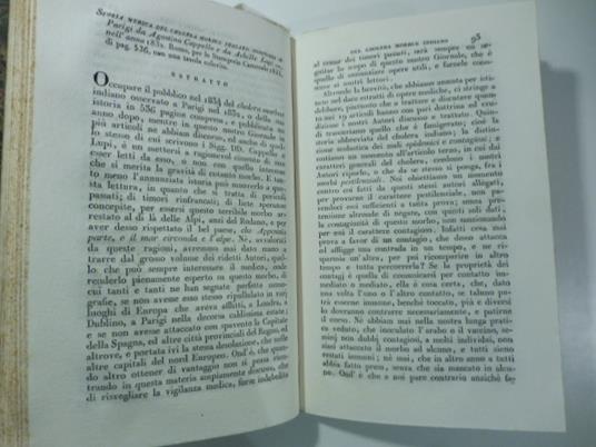 Storia medica del cholera morbus indiano osservato a Parigi da Agostino Capello e da Achille Lupi nell'anno 1832...Stalcio da: Nuovo giornale de' letterati. N. 77. 1834) - copertina