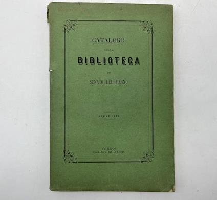 Catalogo della Biblioteca del Senato del Regno - copertina