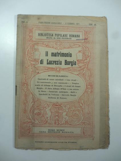 Il matrimonio di Lucrezia Borgia - copertina