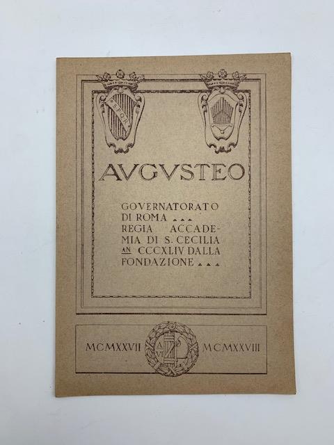 Augusteo. Stagione 1927-29. Concerto orchestrale a prezzi popolarissimi diretto da Vittorio Gui. Programma - copertina