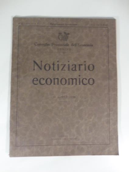 Consiglio provinciale dell'economia, Torino. Notiziario economico 1929 - copertina