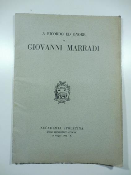 A ricordo ed onore di Giovanni Marradi - copertina