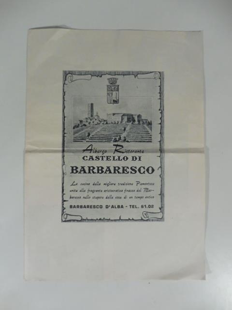 Albergo Ristorante Castello di Barbaresco. Pieghevole pubblicitario - copertina