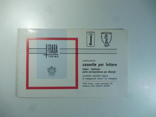 Fraba Torino. Catalogo cassette per lettere - copertina