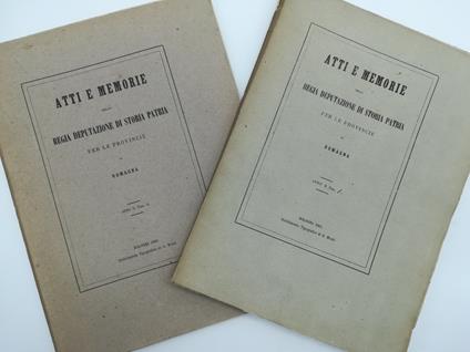 Atti e Memorie della Regia Deputazione di Storia patria per le provincie di Romagna. Anno secondo, fascicoli 1 e 2 - copertina